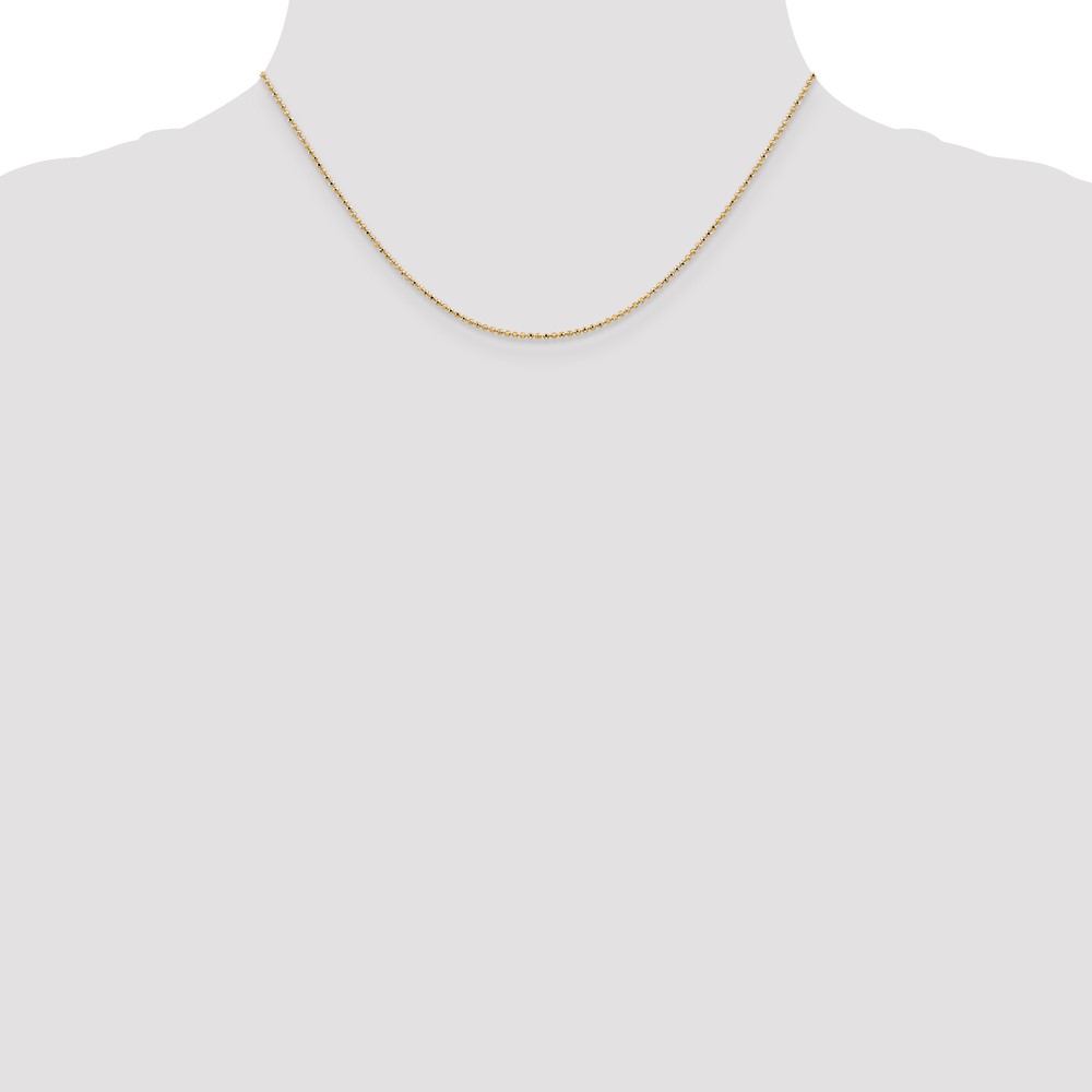 14K 16 inch 1.2mm Diamond-cut Beaded with Lobter Clasp Pendant Chain (PEN247-16)