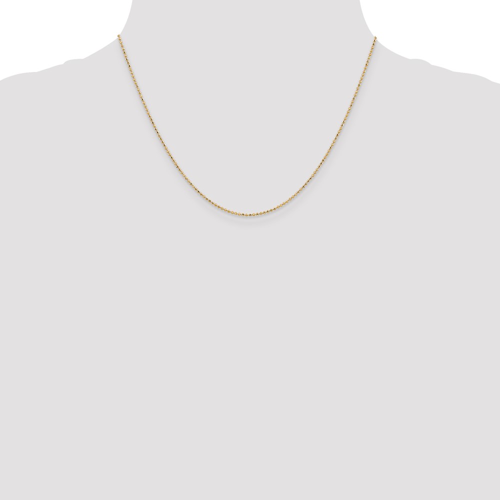 14K 18 inch 1.2mm Diamond-cut Beaded with Lobter Clasp Pendant Chain (PEN247-18)