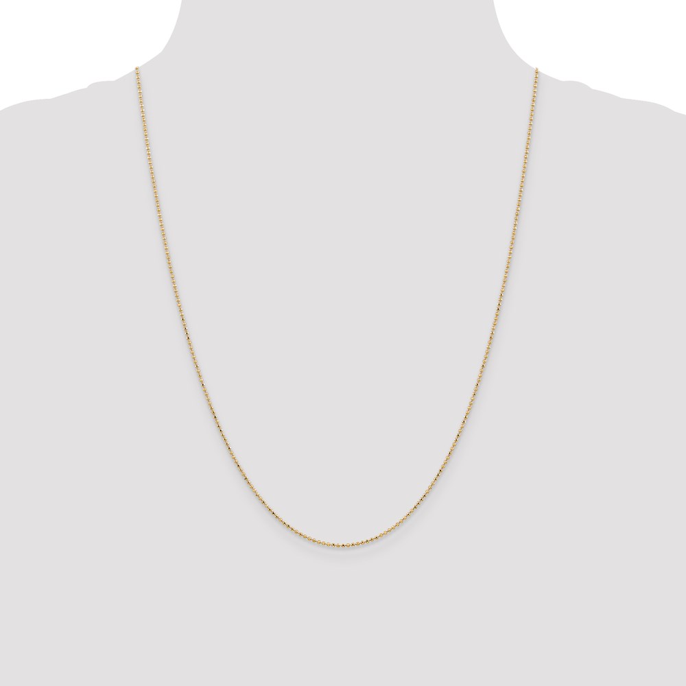Pre-owned Superdealsforeverything Real 14kt 1.2mm Diamond Cut Beaded Pendant Chain; 24 Inch In Yellow