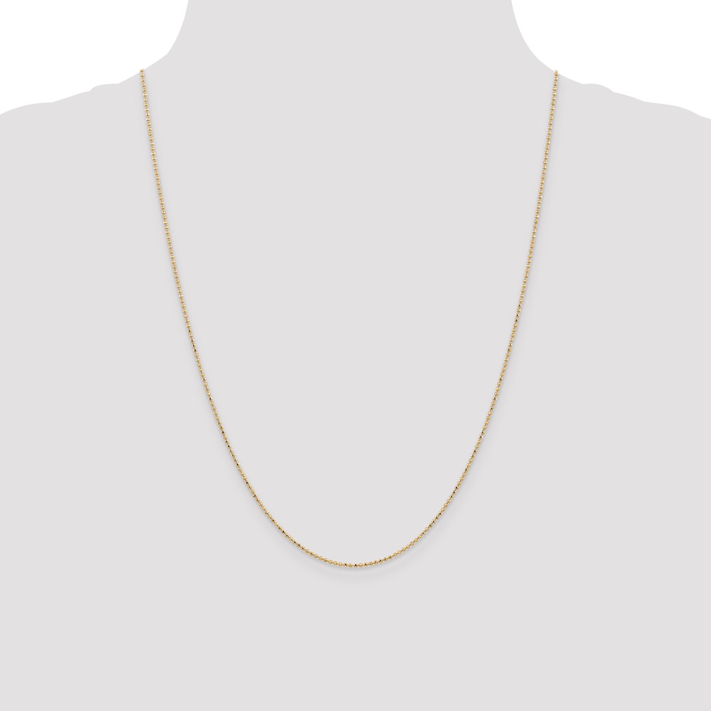 14K 24 inch 1.2mm Diamond-cut Beaded with Lobter Clasp Pendant Chain (PEN247-24)