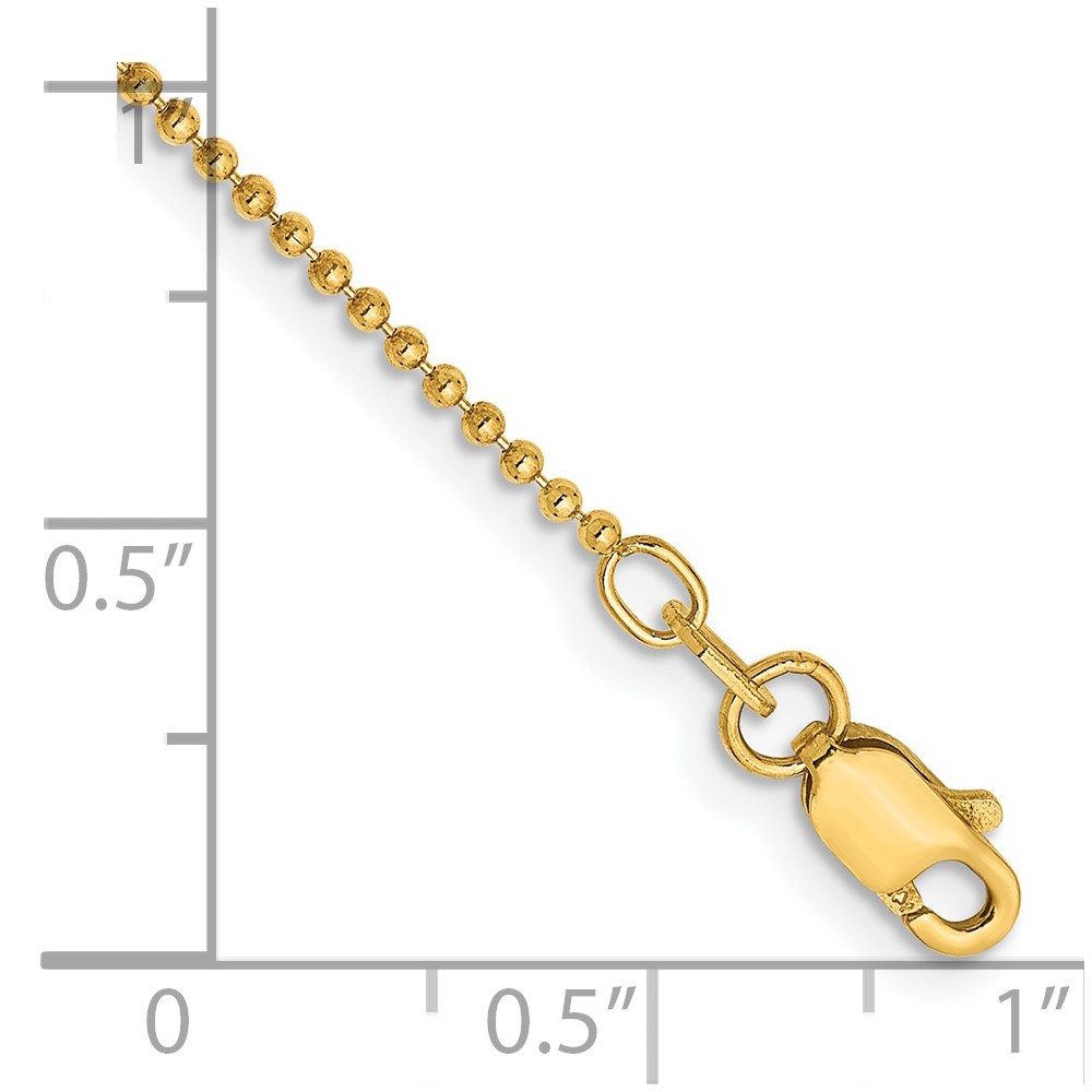 14K 10 inch 1.2mm Diamond-cut Beaded with Lobter Clasp Anklet (PEN247-10)