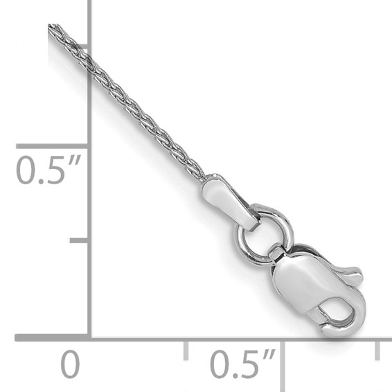 14K White Gold 1mm Parisian Wheat with Lobster Clasp Chain (per inch)