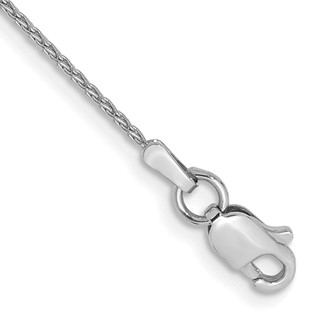 14K White Gold 1mm Parisian Wheat with Lobster Clasp Chain (per inch)