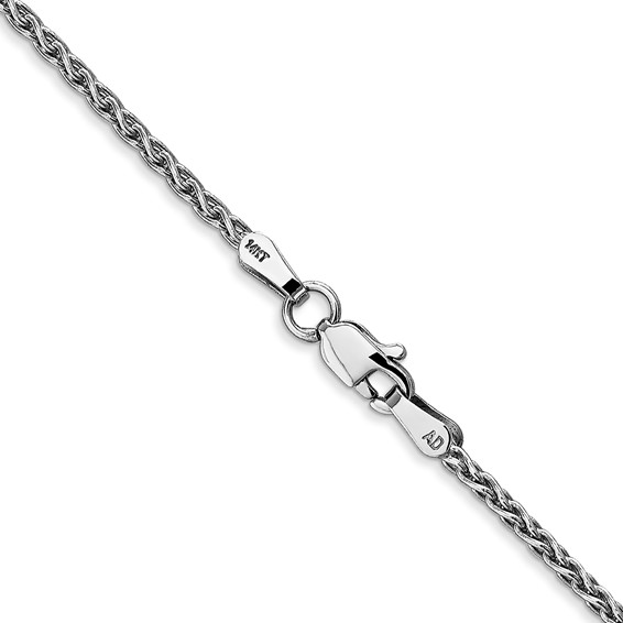 14K White Gold 1.75mm Parisian Wheat with Lobster Clasp Chain (per inch)