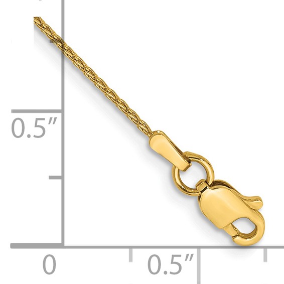 14k 1mm Parisian Wheat with Lobster Clasp Chain (per inch)