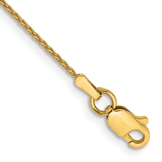 14k 1mm Parisian Wheat with Lobster Clasp Chain (per inch)