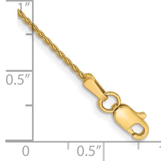 14k 1.2mm Parisian Wheat with Lobster Clasp Chain (per inch)