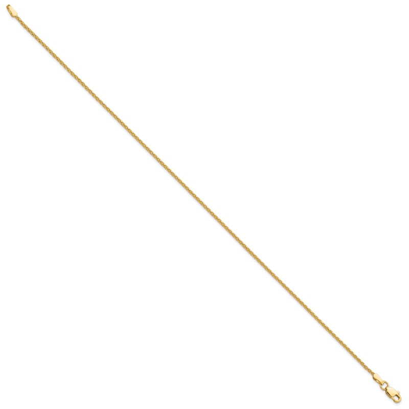 14k 9 inch 1.5mm Parisian Wheat with Lobster Clasp Anklet