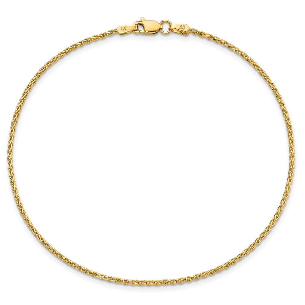14k 9 inch 1.5mm Parisian Wheat with Lobster Clasp Anklet (PEN266-9)