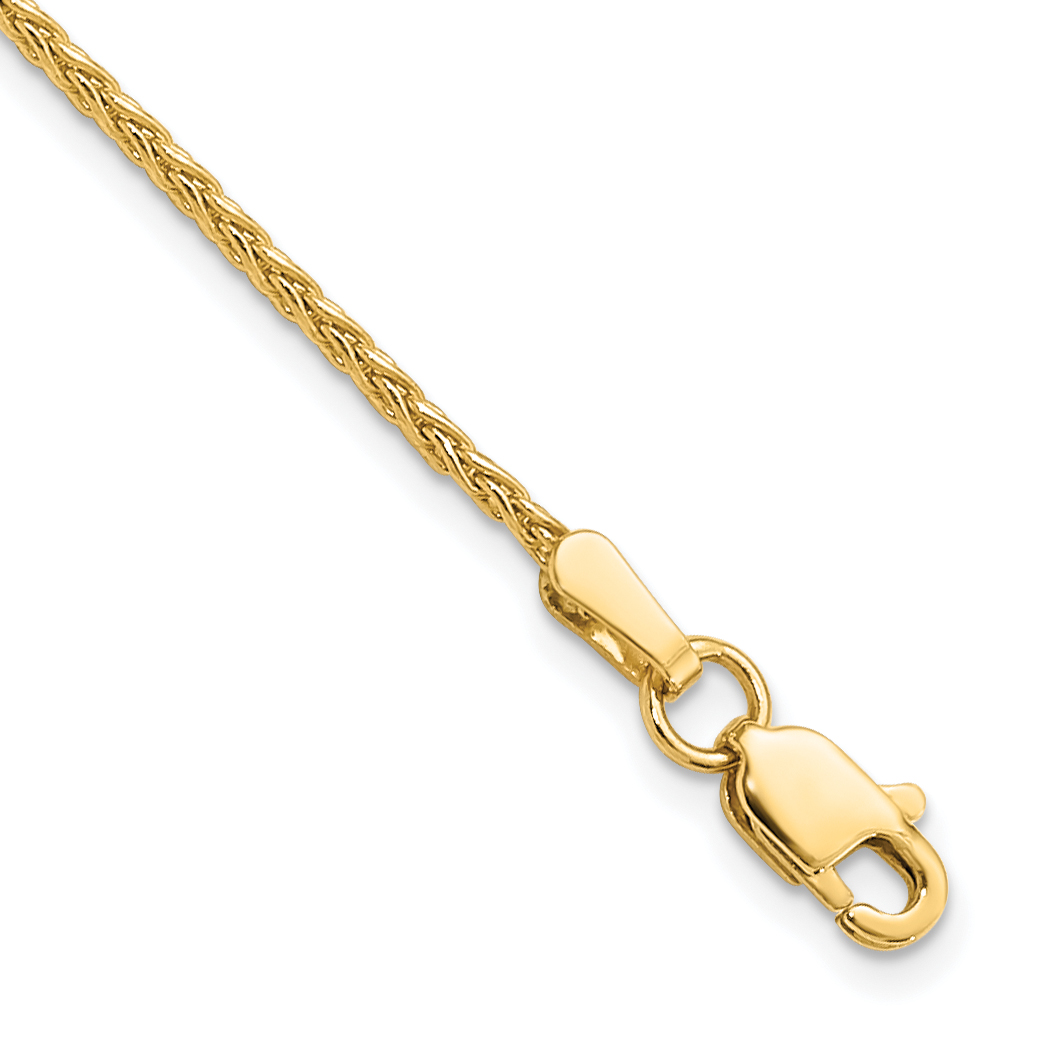 14k 9 inch 1.5mm Parisian Wheat with Lobster Clasp Anklet (PEN266-9)