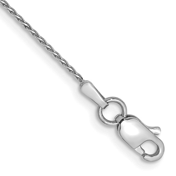 14K White Gold .8mm Diamond-cut Diamond-cut Parisian Wheat with Lobster Clasp Chain (per inch)