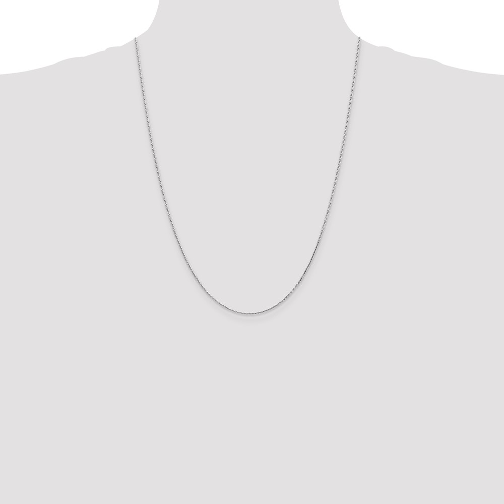 14K White Gold 24 inch 1mm Diamond-cut Parisian Wheat with Lobster Clasp Chain (PEN269-24)