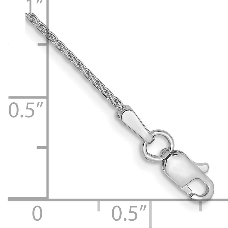 14K White Gold 9 inch 1mm Diamond-cut Parisian Wheat with Lobster Clasp Anklet