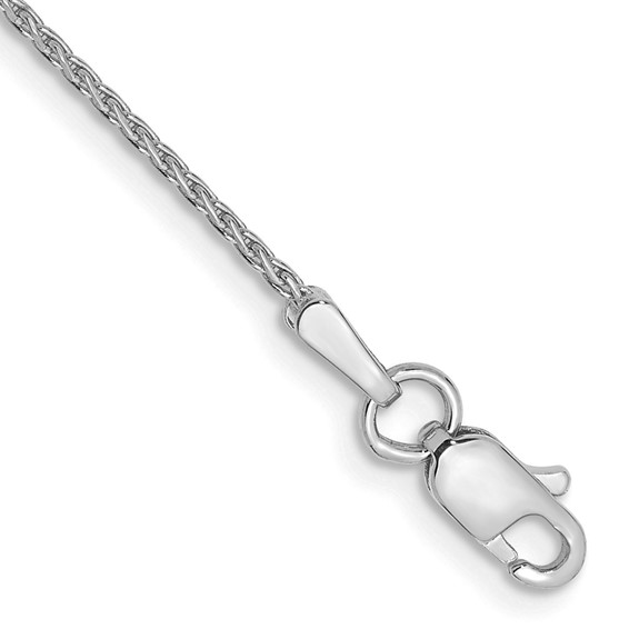 14K White Gold 1mm Diamond-cut Diamond-cut Parisian Wheat with Lobster Clasp Chain (per inch)
