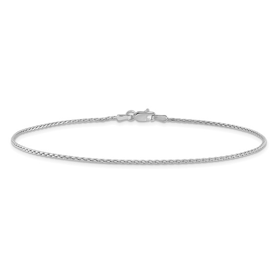 14K White Gold 1.5mm Diamond-cut Diamond-cut Parisian Wheat with Lobster Clasp Chain (per inch)