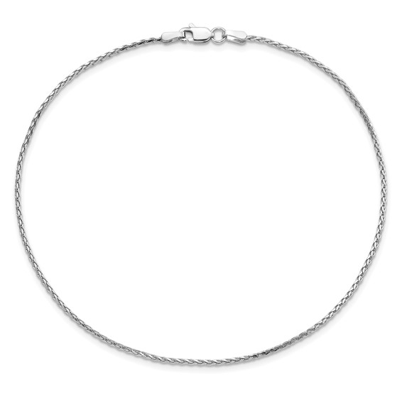 14K White Gold 1.5mm Diamond-cut Diamond-cut Parisian Wheat with Lobster Clasp Chain (per inch)
