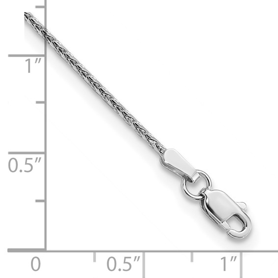 14K White Gold 1.5mm Diamond-cut Diamond-cut Parisian Wheat with Lobster Clasp Chain (per inch)