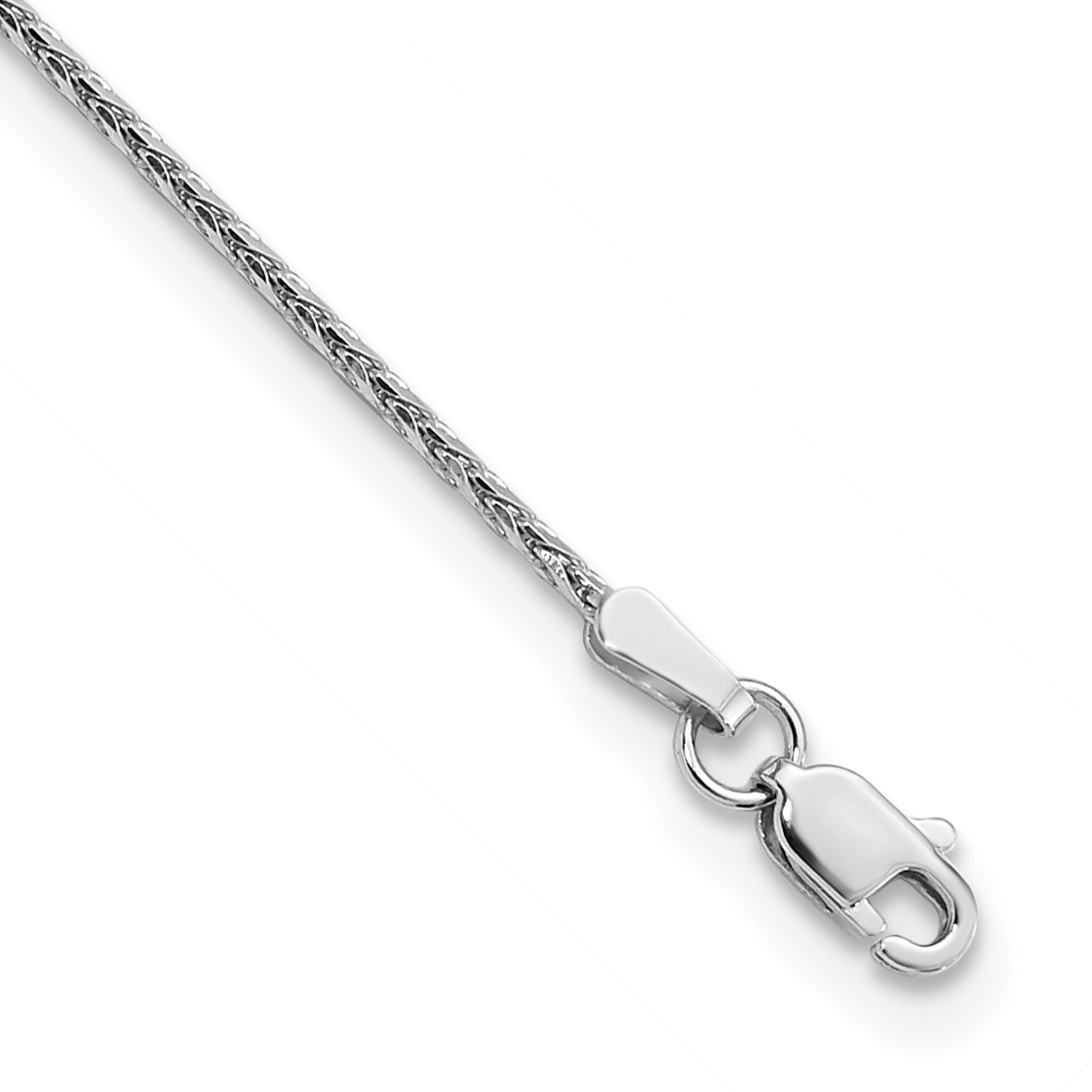 14K White Gold 10 inch 1.5mm Diamond-cut Parisian Wheat with Lobster Clasp Anklet (PEN270-10)