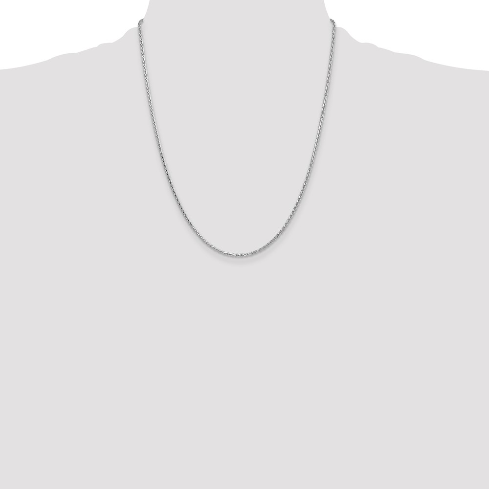 14K White Gold 22 inch 1.6mm Diamond-cut Parisian Wheat with Lobster Clasp Chain (PEN271-22)