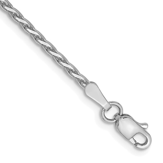 14K White Gold 1.6mm Diamond-cut Diamond-cut Parisian Wheat with Lobster Clasp Chain (per inch)