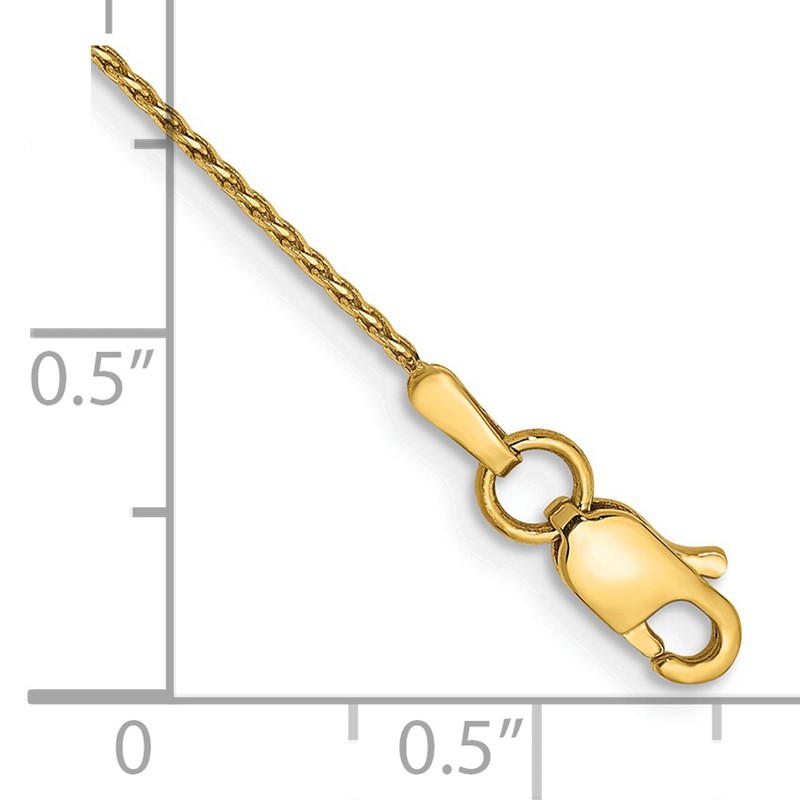 14K 10 inch .8mm Diamond-cut Parisian Wheat with Lobster Clasp Anklet