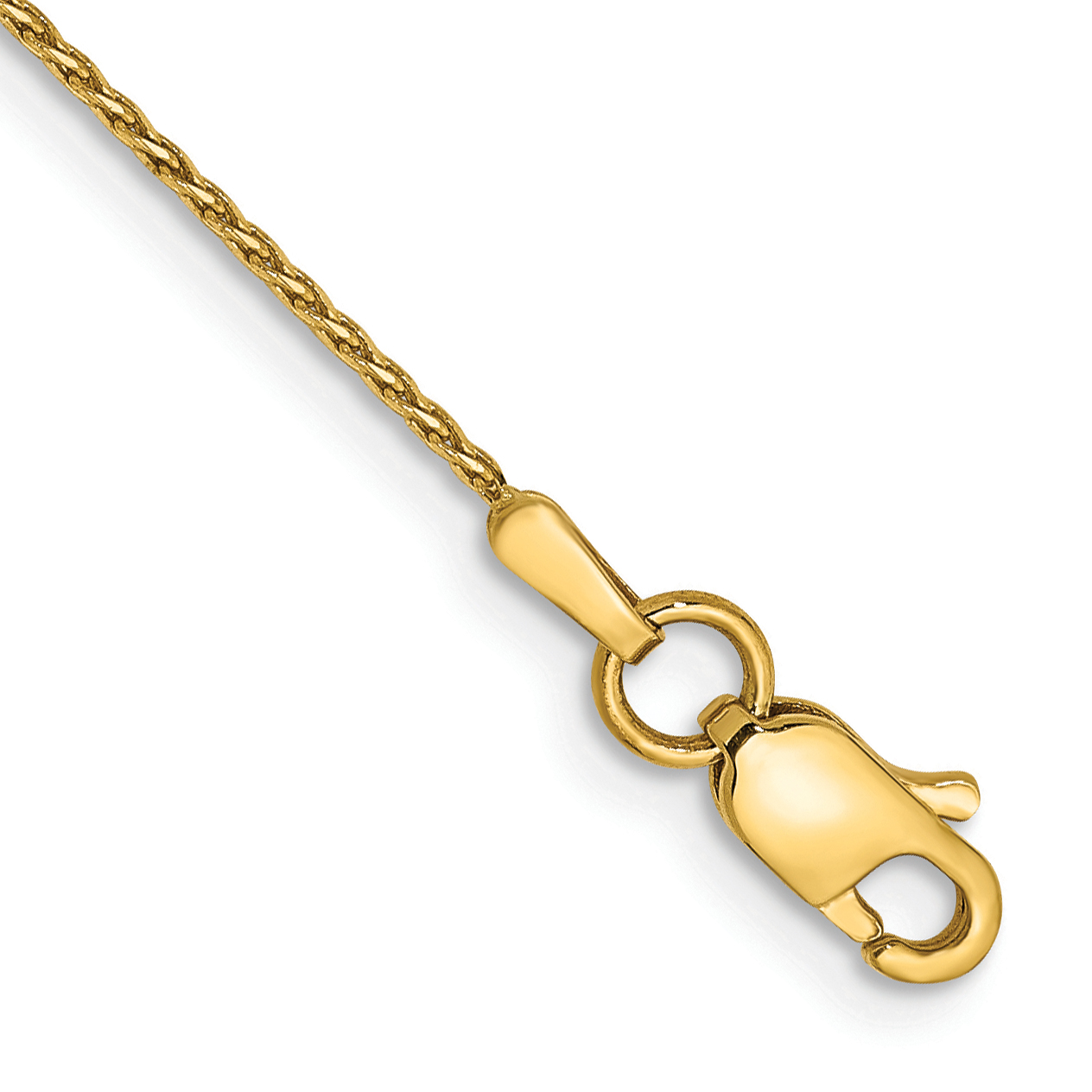 14K 9 inch .8mm Diamond-cut Parisian Wheat with Lobster Clasp Anklet (PEN274-9)