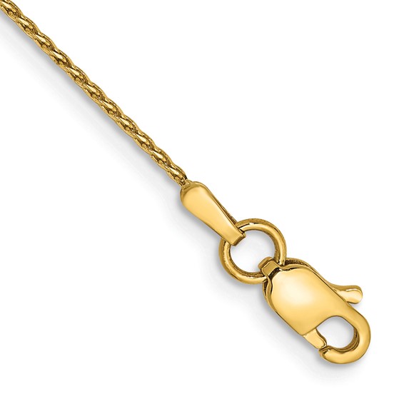 14K .8mm Diamond-cut Diamond-cut Parisian Wheat with Lobster Clasp Chain (per inch)