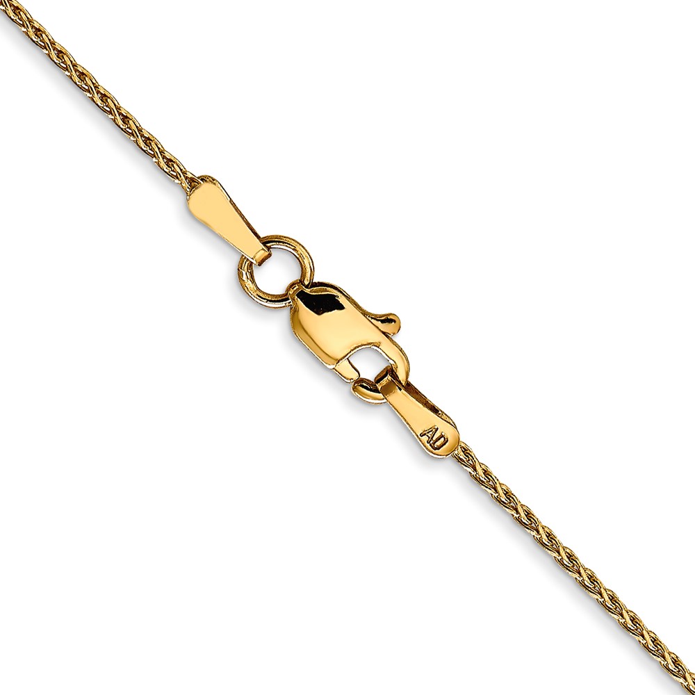 14K 22 inch 1mm Diamond-cut Parisian Wheat with Lobster Clasp Chain (PEN275-22)