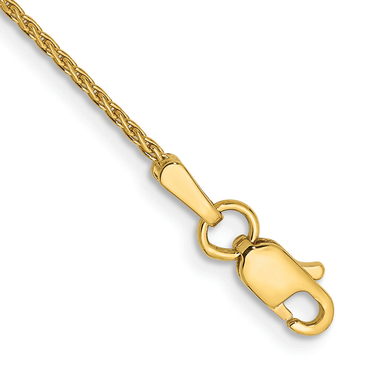 14K 10 inch 1mm Diamond-cut Parisian Wheat with Lobster Clasp Anklet (PEN275-10)
