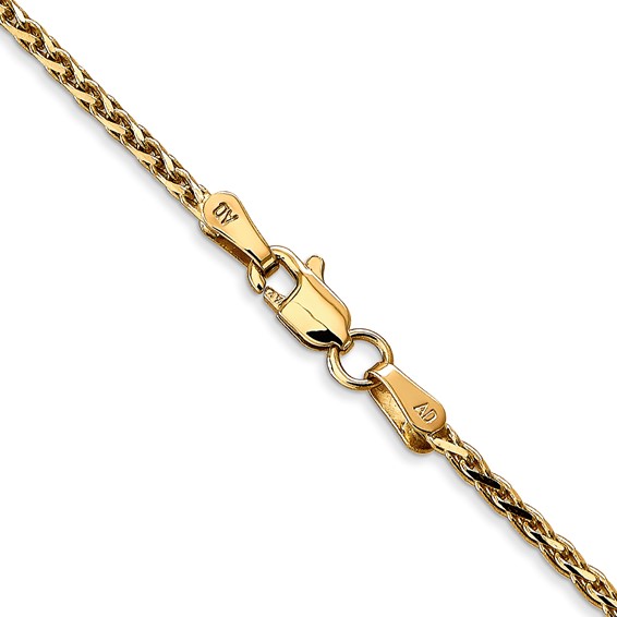 14K 1.9mm Diamond-cut Diamond-cut Parisian Wheat with Lobster Clasp Chain (per inch)