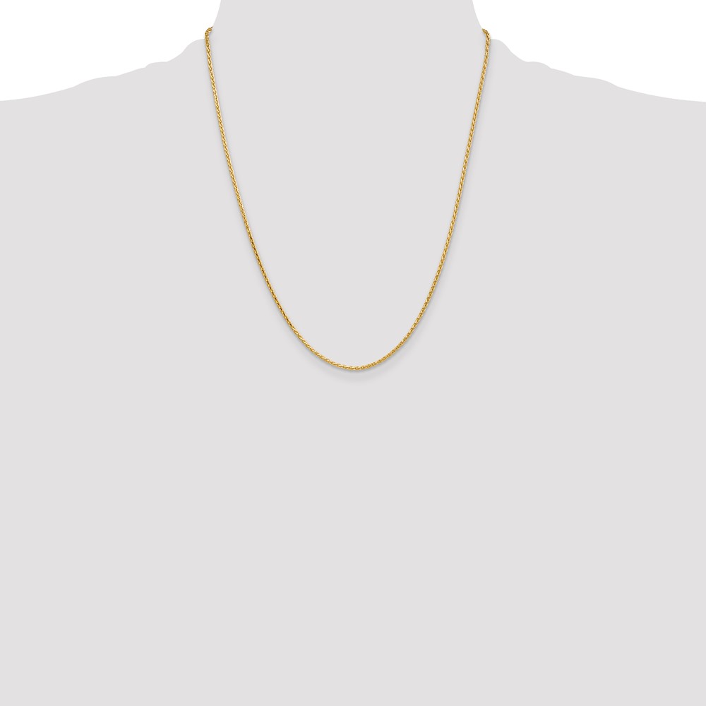 14K 22 inch 1.9mm Diamond-cut Parisian Wheat with Lobster Clasp Chain (PEN277-22)