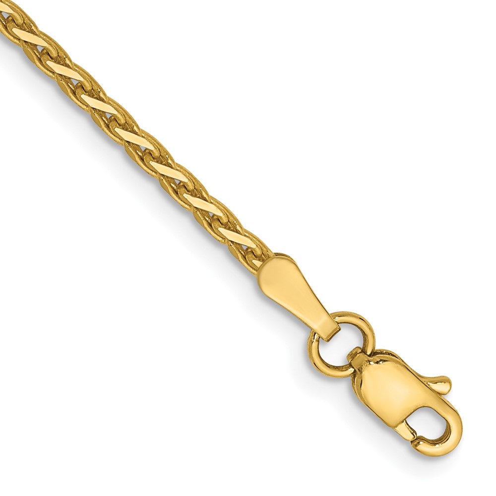 14K 1.9mm Yellow Gold Diamond-cut Parisian Wheat Bracelet with Lobster Clasp, 7"