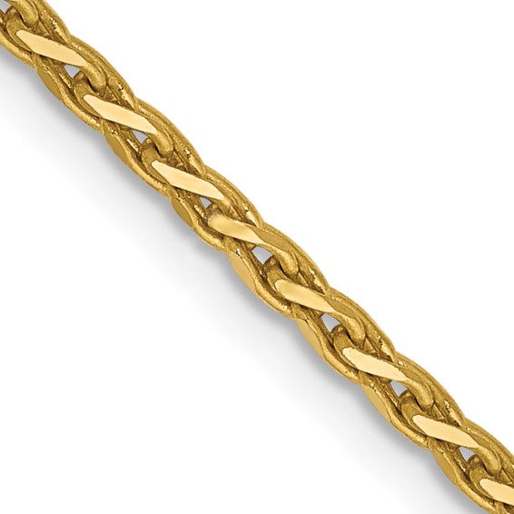 14K 1.9mm Diamond-cut Diamond-cut Parisian Wheat with Lobster Clasp Chain (per inch)