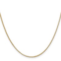 14K 1.55mm Yellow Gold Rolo Chain with Lobster Clasp Pendant, 16" view 2