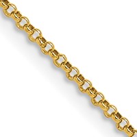14K 1.55mm Yellow Gold Rolo Chain with Lobster Clasp Pendant, 16" view 1