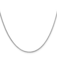 14K White Gold 1.55mm Rolo Chain with Lobster Clasp Pendant, 16" view 2