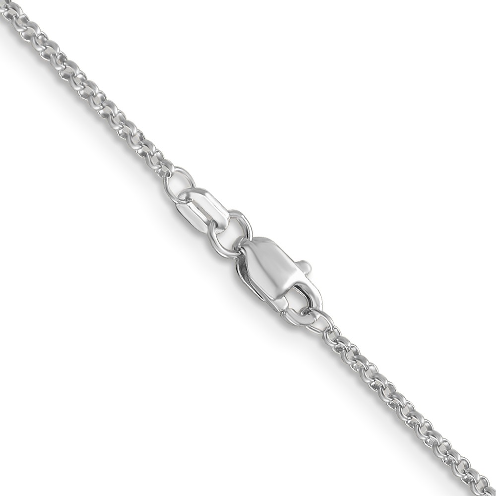 14K White Gold 24 inch 1.55mm Rolo with Lobster Clasp Pendant Chain (PEN323-24)
