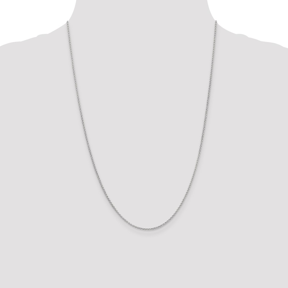 14K White Gold 24 inch 1.55mm Rolo with Lobster Clasp Pendant Chain (PEN323-24)
