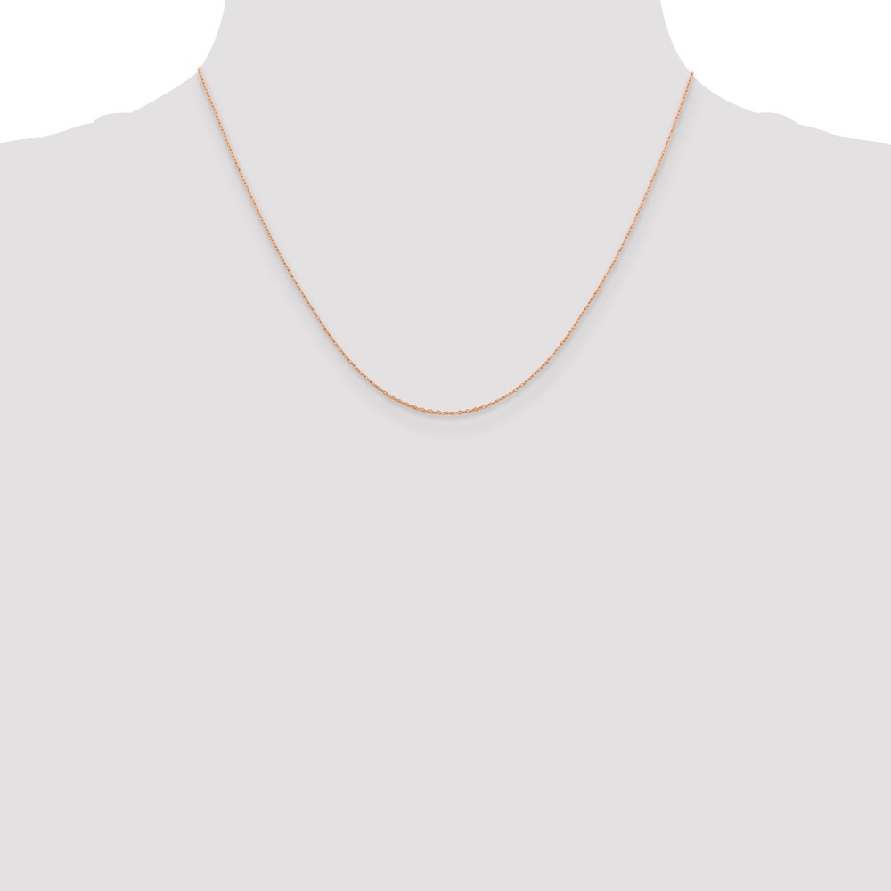 14K Rose Gold 18 inch .5mm Baby Rope with Spring Ring Clasp Chain (PEN324-18)