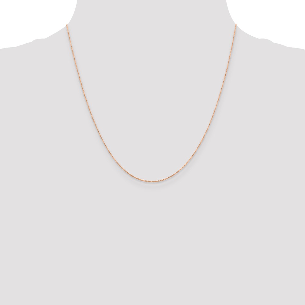 14K Rose Gold 20 inch .5mm Baby Rope with Spring Ring Clasp Chain (PEN324-20)