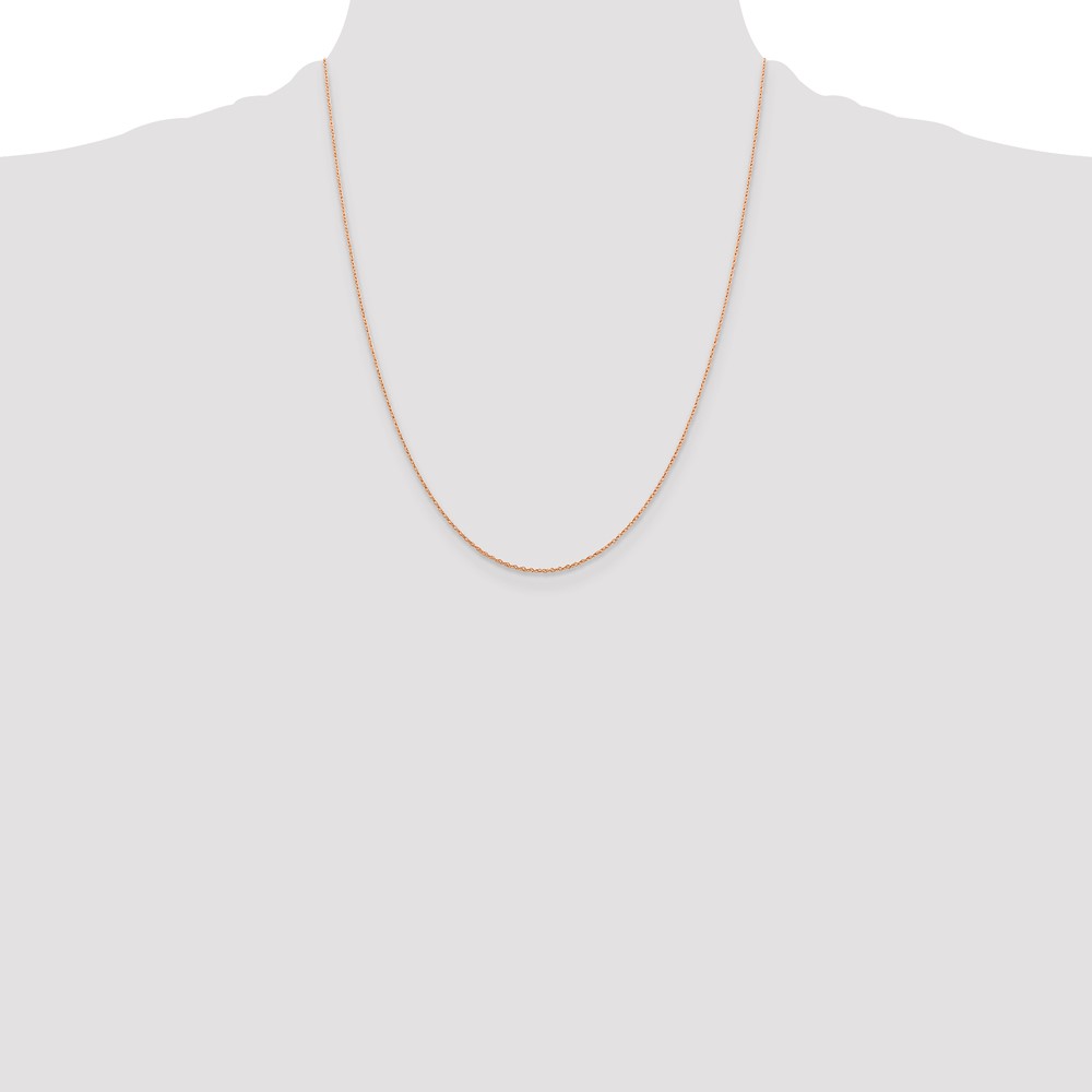 14K Rose Gold 22 inch .5mm Baby Rope with Spring Ring Clasp Chain (PEN324-22)