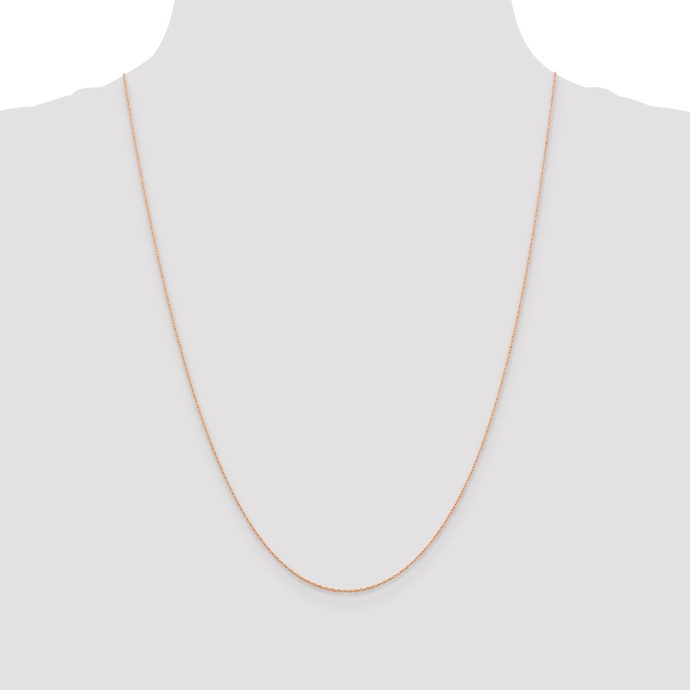 14K Rose Gold 24 inch .5mm Baby Rope with Spring Ring Clasp Chain (PEN324-24)