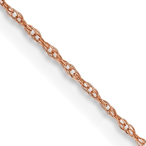 14K Rose Gold 16 Inch .5mm Baby Rope with Spring Ring Clasp Chain