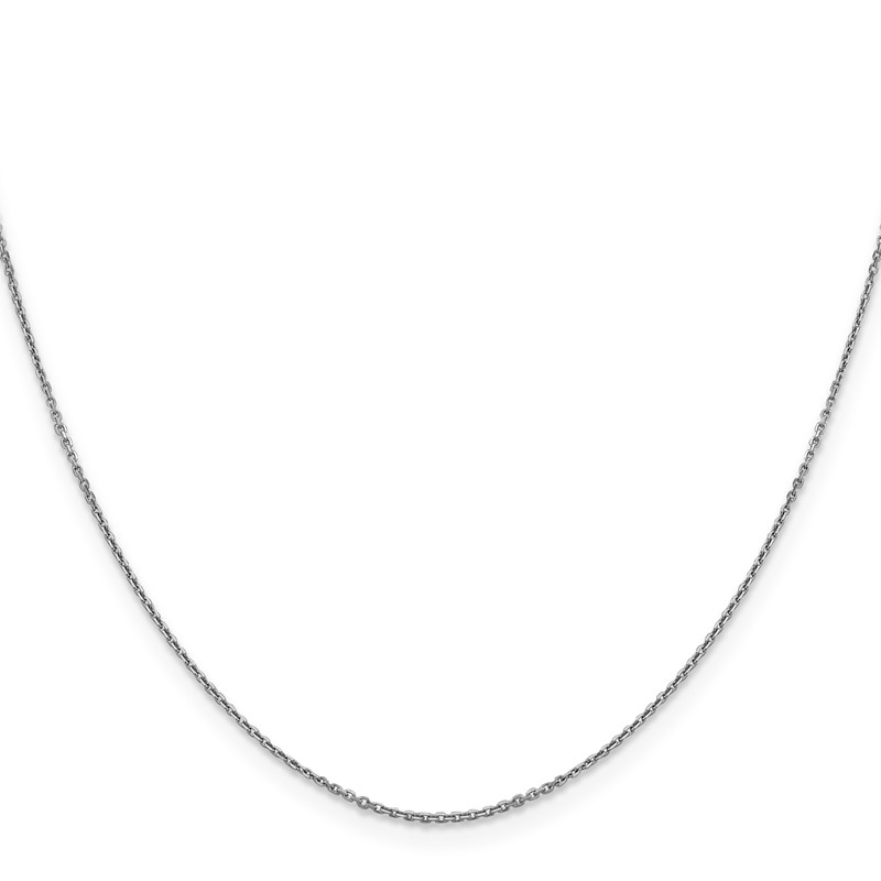 14K White Gold 24 inch .9mm Diamond-cut Round Open Link Cable with Lobster Clasp Chain