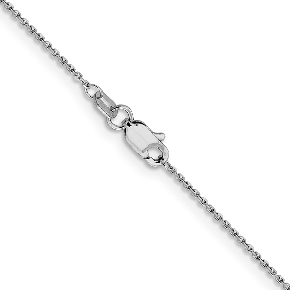 14K White Gold 30 inch .9mm Diamond-cut Round Open Link Cable with Lobster Clasp Chain (PEN325-30)