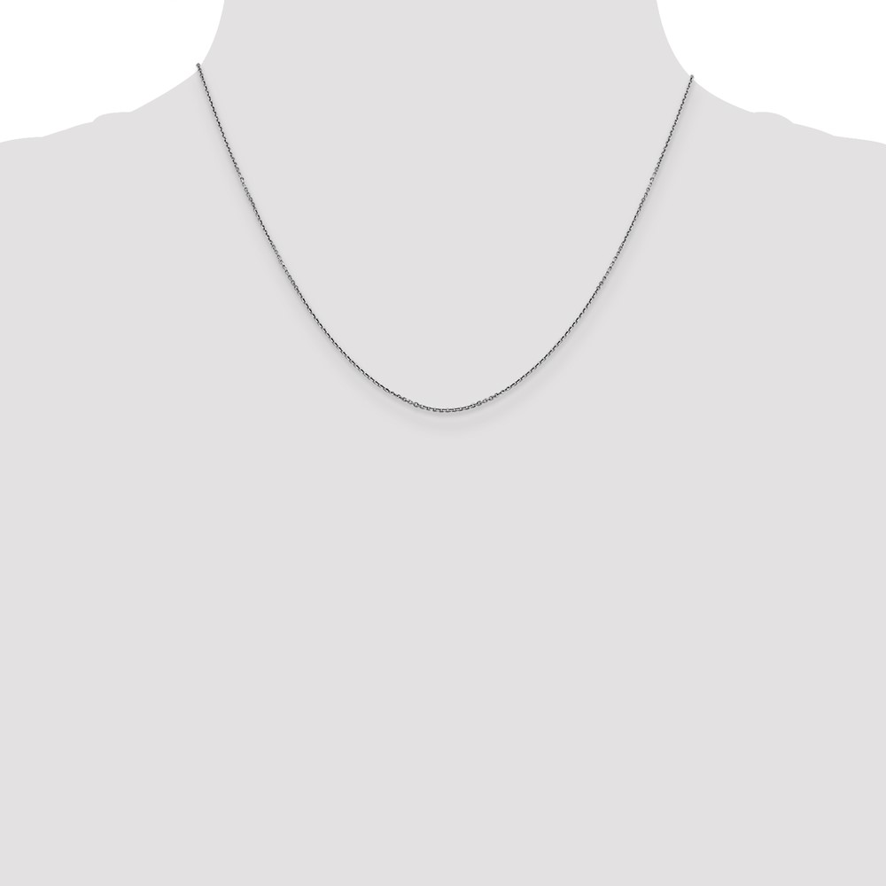 14K White Gold 18 inch .9mm Diamond-cut Round Open Link Cable with Lobster Clasp Chain (PEN325-18)