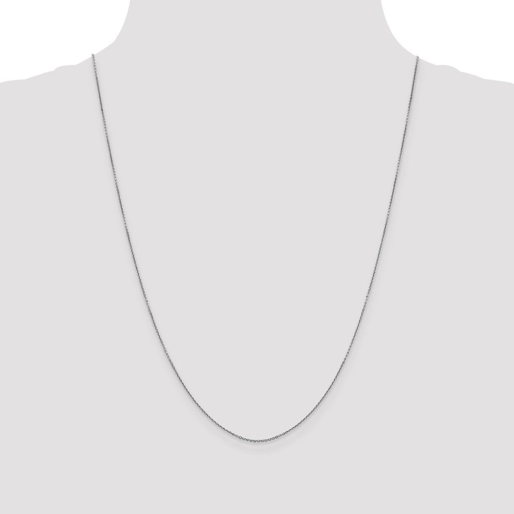 14K White Gold 24 inch .9mm Diamond-cut Round Open Link Cable with Lobster Clasp Chain (PEN325-24)