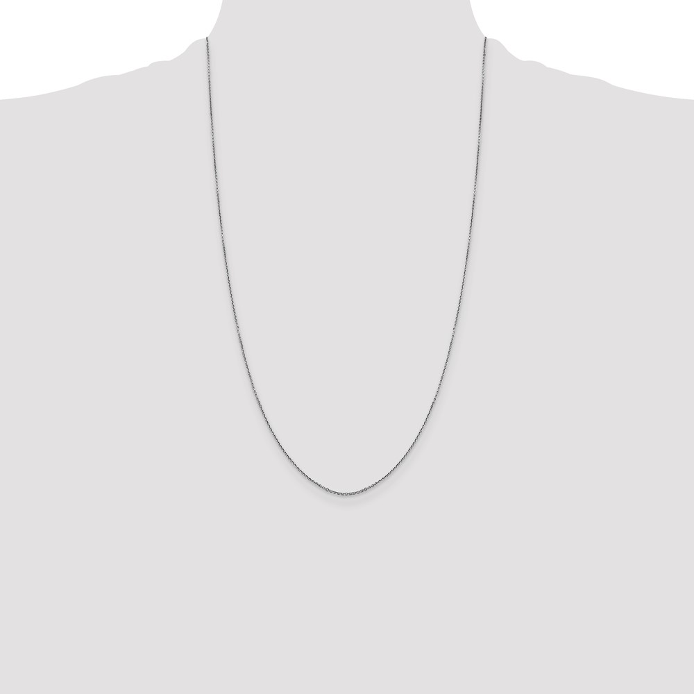 14K White Gold 26 inch .9mm Diamond-cut Round Open Link Cable with Lobster Clasp Chain (PEN325-26)