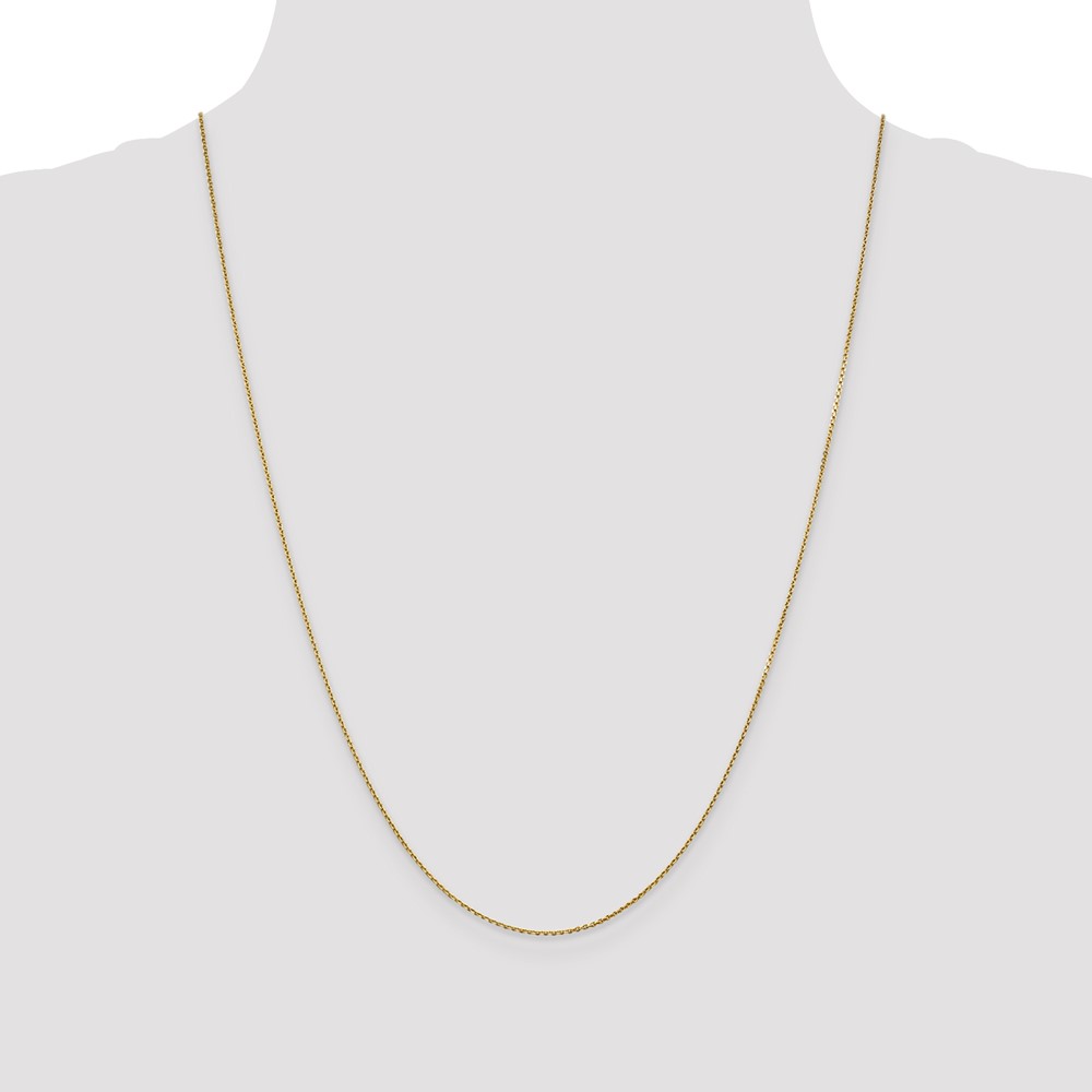 14K 24 inch .9mm Diamond-cut Round Open Link Cable with Lobster Clasp Chain (PEN326-24)
