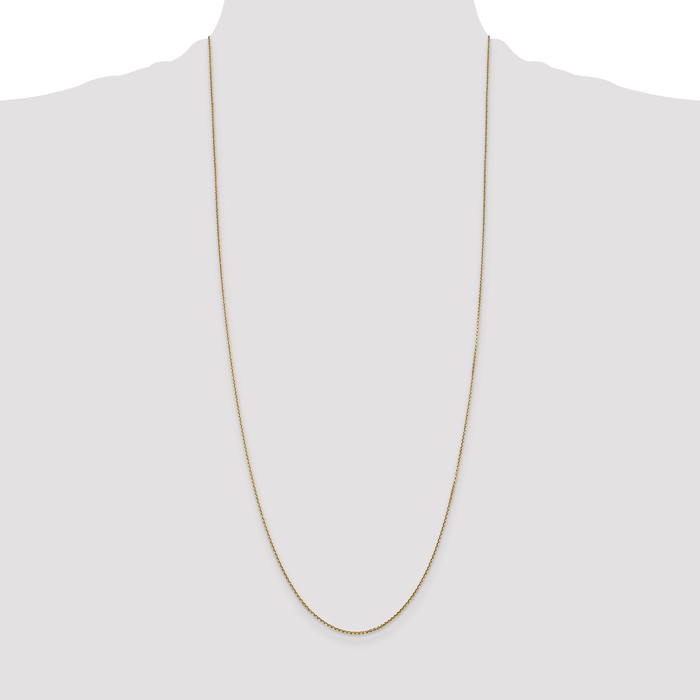 14K 30 inch .9mm Diamond-cut Round Open Link Cable with Lobster Clasp Chain (PEN326-30)